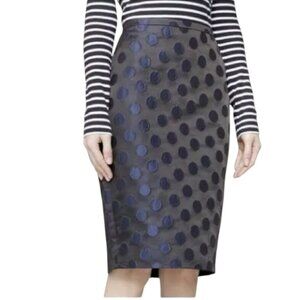 J.Crew Black Navy Polka Dot Jacquard Pencil Skirt | Size 2 Classic Lined